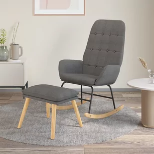 Fotel bujany z podnóżkiem, jasnoszary, tkanina - Fotele - miniaturka - grafika 1