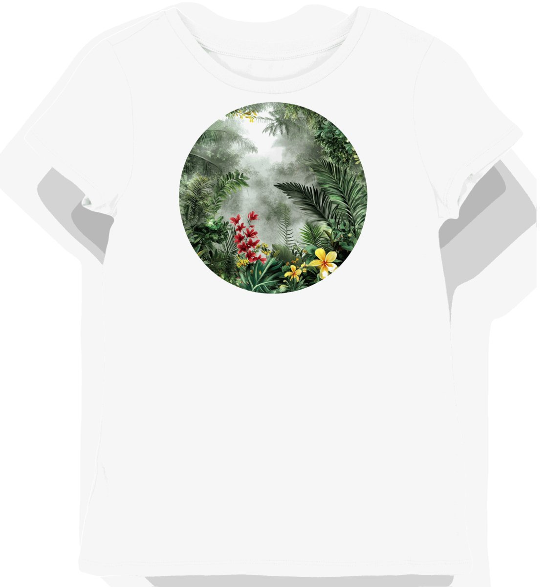 Koszulka damska biała z motywem tropikalnych kwiatów S