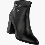 Botki damskie - Botki Damskie Ekoskóra Buty Ocieplane Eleganckie Na Słupku Czarne GOODIN Czarny 40 - miniaturka - grafika 1