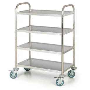 B2B Partner Nierdzewny wózek półkowy, 4 półki, 710x410 mm WT-A00601 - Wózki magazynowe - miniaturka - grafika 1