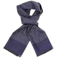 Apaszki i szaliki męskie - Ciepły szalik męski Cashmere geometryczny SZA-15 granatowo-szary - miniaturka - grafika 1