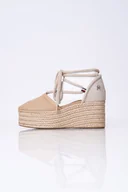 Espadryle damskie - Espadryle beżowe Closed Toe Linen Flatform Tommy Hilfiger FW0FW07746 40 - miniaturka - grafika 1