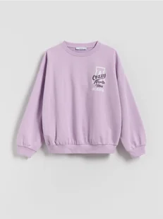 Reserved - Bawełniana bluza z nadrukiem - lawendowy - Bluzki dla dziewczynek - miniaturka - grafika 1
