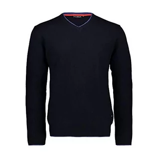 Swetry męskie - CMP CMP Sweter Knitted z wełny z wycięciem w kształcie V Tricot męski 7H27452, Antracite Mel, 56 niebieski czarny i niebieski 58 7H27452 - grafika 1