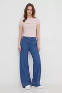 Koszulki sportowe damskie - Calvin Klein Jeans top damski kolor różowy - miniaturka - grafika 1
