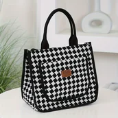 Inne - TEMU Stylowa Torba Satchel z Nylonu z Wzorami Zebry i - Wytrzymała Torebka na Co Dzień z Kieszenią na Przodzie, Składany Design, Idealna na Codzienne - miniaturka - grafika 1