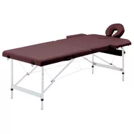 Stoły i łóżka do masażu - VidaXL Składany stół do masażu, 2 strefy, aluminiowy, fioletowy - miniaturka - grafika 1