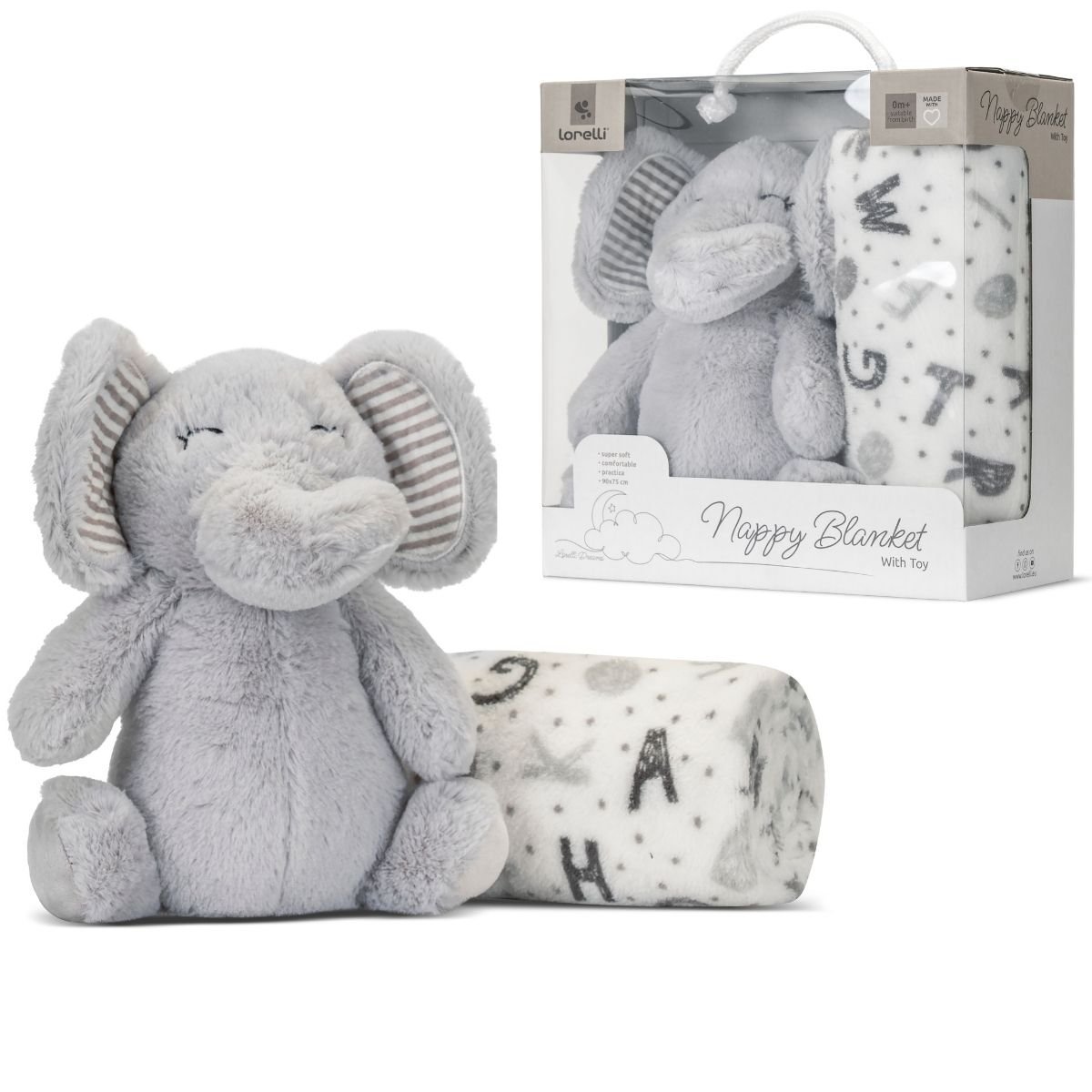 MIĘKKI KOCYK Z MASKOTKĄ 90X75 CM DLA NIEMOWLAKA PREZENT BABY SHOWER