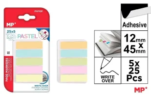 Zakładki indeksujące pastel 45x12mm 5x25szt - MP Main Paper - Zakładki do książek - miniaturka - grafika 1