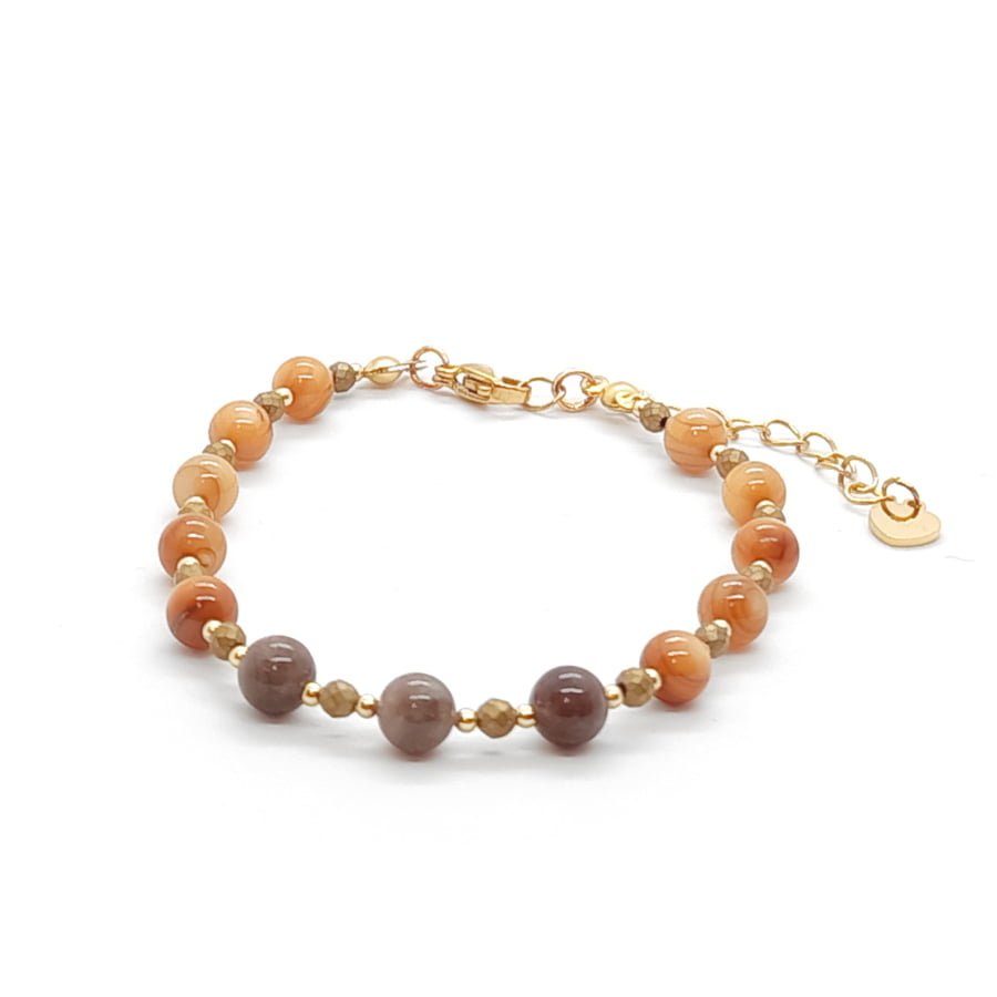 Bransoletka Turmalin, Masa perłowa, Hematyt - kamienie naturalne 18-22cm KAM451 stal chir.