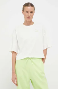 Puma t-shirt bawełniany kolor beżowy - Koszulki sportowe damskie - miniaturka - grafika 1