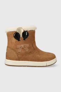 Buty dla dziewczynek - Geox śniegowce zamszowe dziecięce kolor brązowy - grafika 1