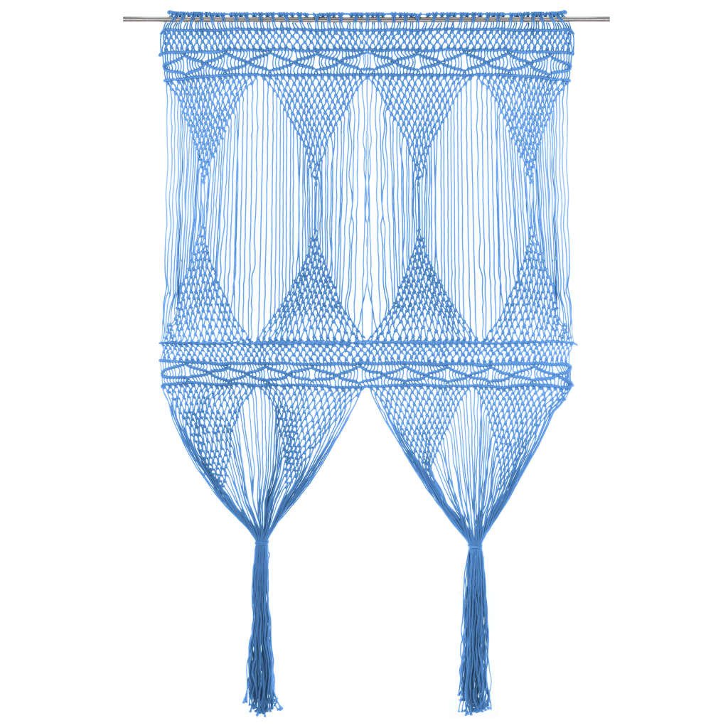 Zasłona makramowa niebieska 140x240 cm bawełna