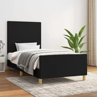 Łóżka - Lumarko Rama łóżka z zagłówkiem, czarna, 100x200 cm, obita tkaniną - miniaturka - grafika 1
