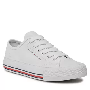 Buty dla dziewczynek - Trampki Tommy Hilfiger Low Cut Lace-Up Sneaker T3A9-33185-1687 S White 100 - grafika 1