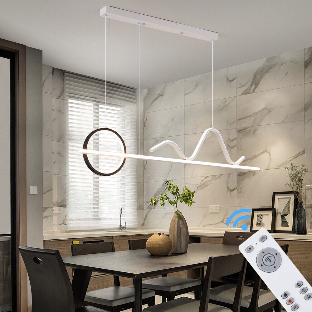 Lampa wisząca LED TY8279-1000 z pilotem/aplikacją mobilną Regulacja barwy światła/jasności Akrylowy klosz Biała lakierowana metalowa rama Wzór A