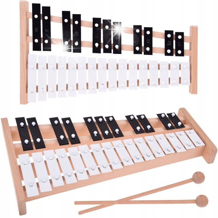 Drewniane Cymbałki dzwonki chromatyczne 27 tonów + pałeczki IN0179