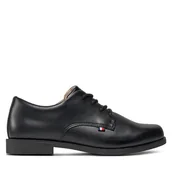 Buty dla chłopców - Półbuty Tommy Hilfiger Low Cut Lace Up Shoe T3B4-33174-1355 Czarny - miniaturka - grafika 1