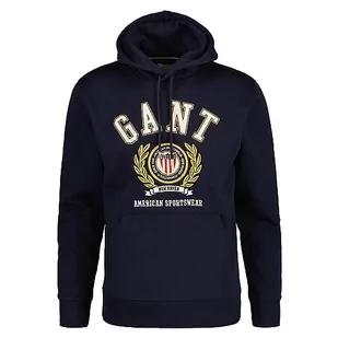 GANT Męska bluza z kapturem Crest Sweat, niebieski (Evening Blue), XXL - Bluzy męskie - miniaturka - grafika 1