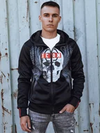 Bluzy męskie - Bluza męska rozpinana z kapturem czarna Dstreet BX5837 - miniaturka - grafika 1