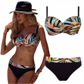 Stroje kąpielowe - Strój kąpielowy dwuczęściowy bardotka push up NOVELLA Itaka 2401 80D / 40 - miniaturka - grafika 1