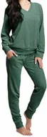 Dresy damskie - Welurowy dres damski komplet LUNA 306 3XL zielony - miniaturka - grafika 1
