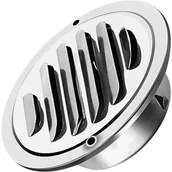 Kratki wentylacyjne - Okap wentylacyjny okrągły z kratką, okap żaluzjowy, do otworów o średnicy 100 mm, srebrny, do ścian, sufitów, garaży - miniaturka - grafika 1