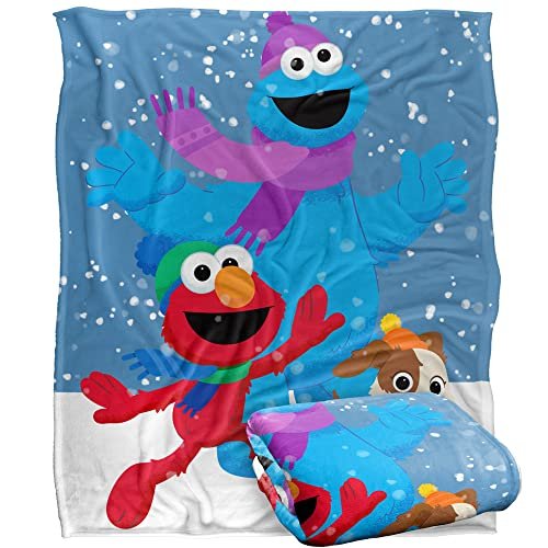 Ulica Sezamkowa Furry Friends Forever Elmo Cookie Monster Snow Run Kids Silky Touch koc, 152 x 127 cm