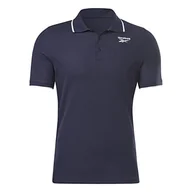 Koszulki męskie - Reebok Męska koszulka polo z logo 'Identity' z lewej klatki piersiowej, niebieska, XL, NIEBIESKI, L - miniaturka - grafika 1