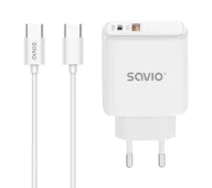 Ładowarki do telefonów - Savio LA-10 30W + kabel USB-C Biały - miniaturka - grafika 1