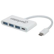 Huby USB - Manhattan HUB USB White 3xUSB-A 163552 - miniaturka - grafika 1