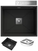 Zlewozmywaki - Granitan Zlew Granitowy Podwieszany Syfon Kwadrat Epir 60 - miniaturka - grafika 1