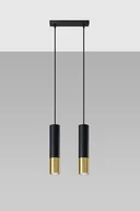 Lampy sufitowe - Sollux Lighting Lampa wisząca LOOPEZ 2 czarny/złoty - miniaturka - grafika 1