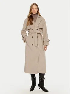 ACCESS FASHION Płaszcz przejściowy 44-9001-119 Beżowy Relaxed Fit - Płaszcze damskie - miniaturka - grafika 1
