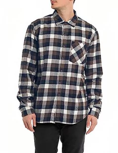 Replay Koszula męska regular fit, 020 Dk Brown/Blue/Natural White, XXL - Koszule męskie - miniaturka - grafika 1
