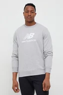 Bluzy męskie - New Balance bluza męska kolor szary z nadrukiem - miniaturka - grafika 1