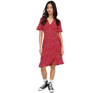 Sukienki - ONLY Onlolivia S/S Wrap Dress WVN Noos sukienka damska, Mars Red/Aop:w.fiona Ditsy, 36 - grafika 1