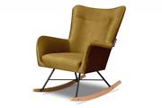 Fotele - Skandynawski fotel uszak bujany żółty ADDUCTI - miniaturka - grafika 1