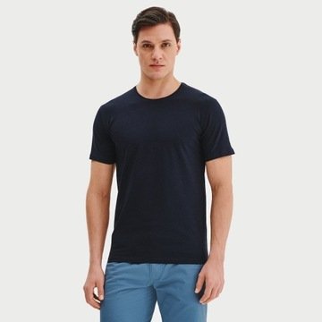 Gładki granatowy t-shirt męski koszulka bawełniana Pako Lorente roz. M