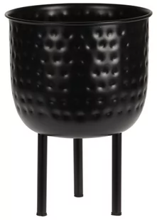 Osłonka metalowa na kwiaty czarna 25 cm - Donice - miniaturka - grafika 1