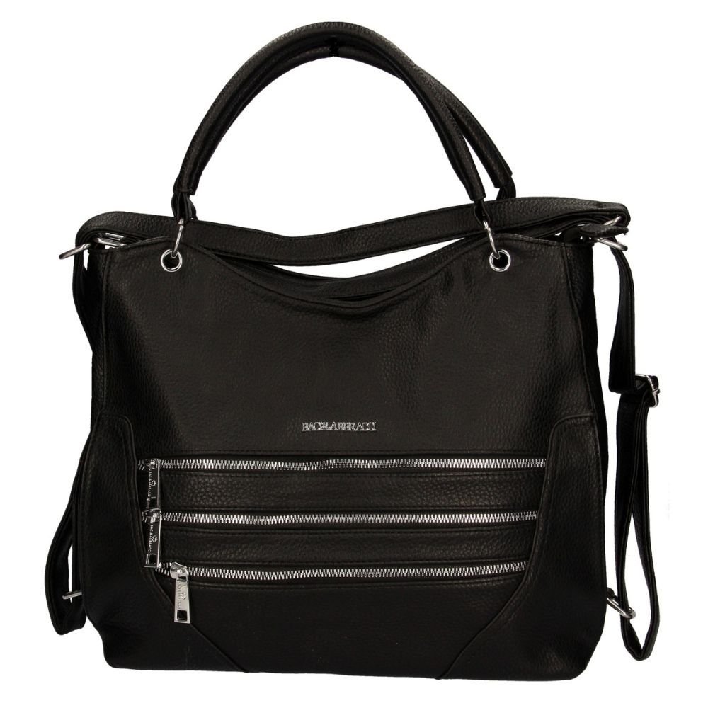 Torbo-plecak damski z zamkami czarny