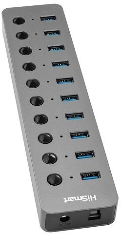 HUB USB Hismart Adapter USB Type-A 3.0 - 10 x USB 3.0 z przełącznikami CA915125