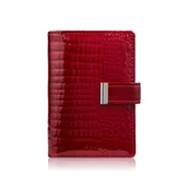 Etui na dokumenty i karty - Skórzane etui na karty lakierowane czerwone croco SP-15-CRD - miniaturka - grafika 1