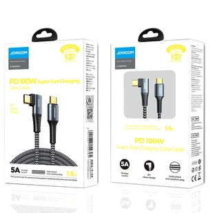 Joyroom kątowy kabel przewód USB Typ C - USB Typ C Power Delivery 100W 5A 1,5m szary (S-1550N12 C-C gray) - Kable USB - miniaturka - grafika 13