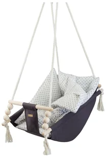 Leżaczek bujak bujaczek hamak hamaczek huśtawka kołyska z kołderką (szary, szare karo) - Leżaczki i huśtawki - miniaturka - grafika 1