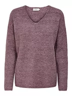 Bluzy damskie - ONLY Damska bluza z dekoltem w szpic Onlcamilla Knt Noos Bluza, Róża brązowy melowany, M - miniaturka - grafika 1