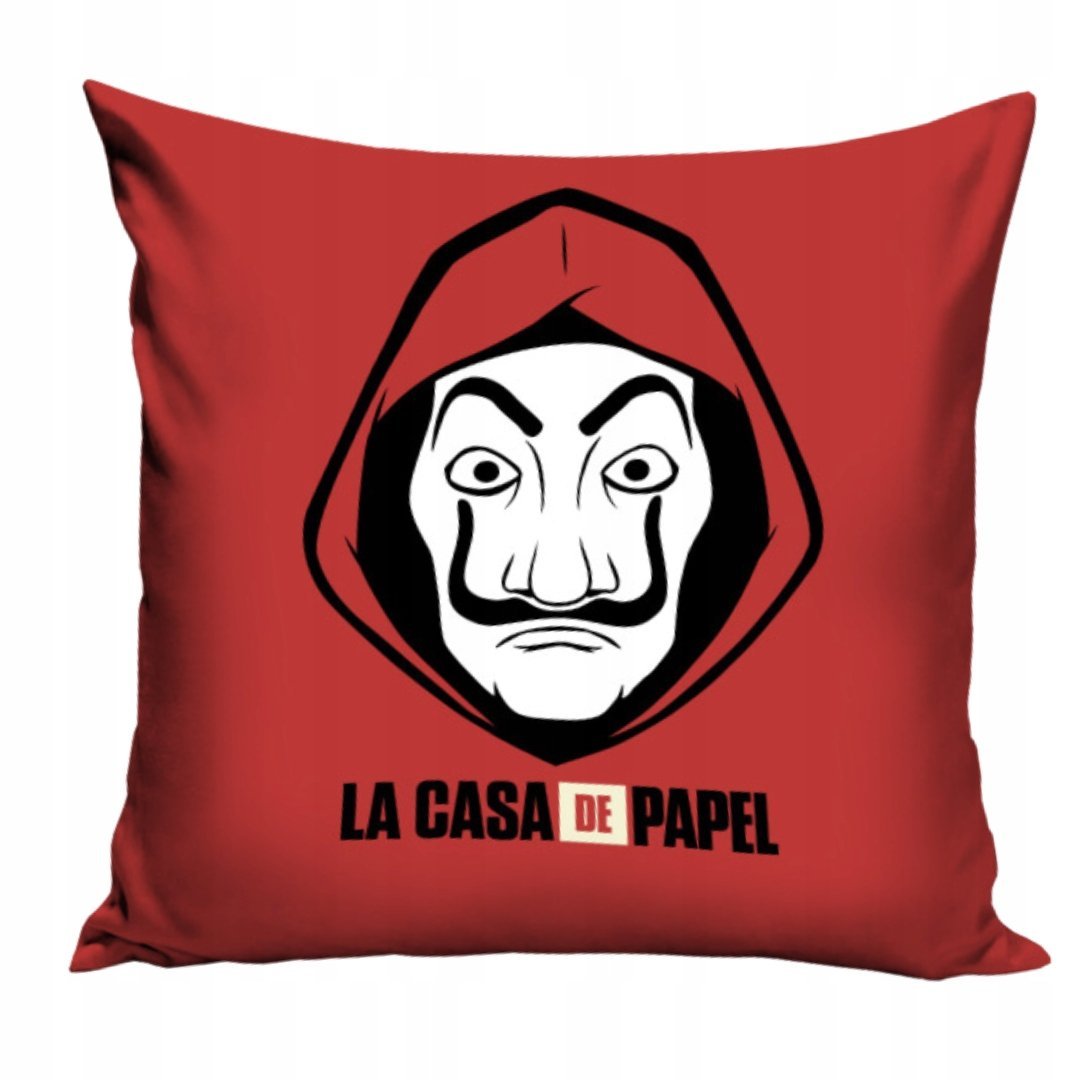 Poduszka La Casa de Papel Licencyjna Czerwona z Maską Dekoracyjna