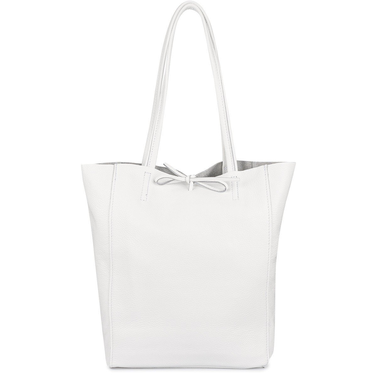 Torebka skórzana damska worek shopperka pojemna A4 skóra naturalna włoska Beltimore biała W15