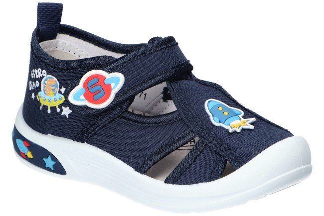 AMERICAN CLUB TEN171 SANDAŁY KAPCIE TRAMPKI DZIECIĘCE WKŁADKA SKÓRZANA NAVY 26