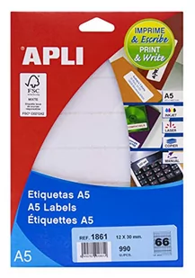 Apli Labels A5 Print & Write 12 x 30 mm białe 1122pieza (S) – etykiety samoprzylepne (białe, A5, 30 mm, 12 mm, 190 x 125 x 6 mm, 1122 sztuk (S)) - Etykiety do drukarek - miniaturka - grafika 1